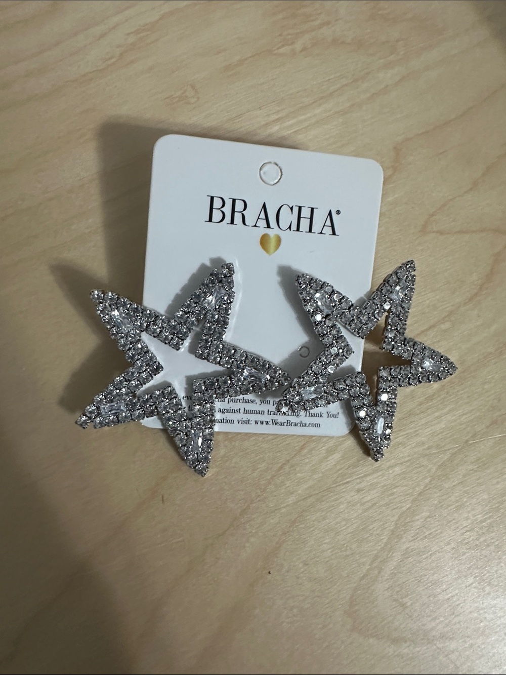 BRACHA Silver Crystal Star Earrings - Sparkling Star Studs